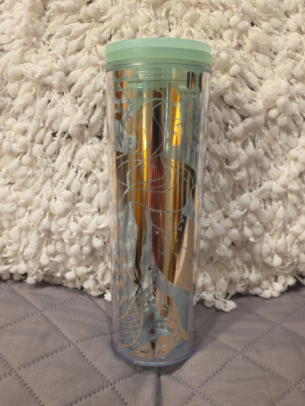 Starbucks 2020 Mint Green Lid Gold Metallic Mermaid Siren Clear Acrylic Tumbler